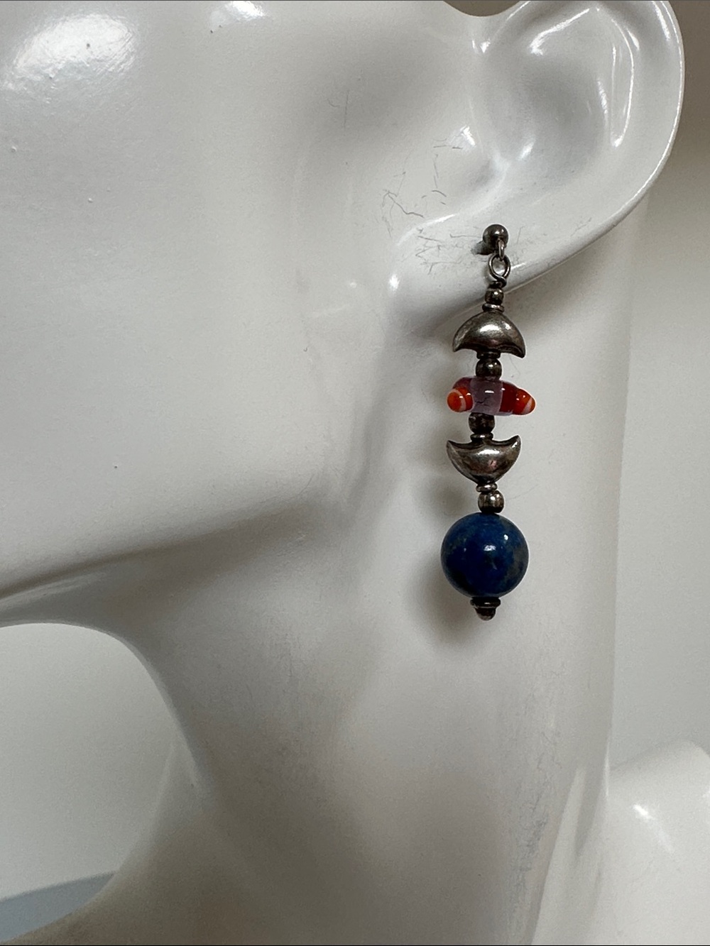 925 Sterling silver Lapis and murano Dangle Earrings